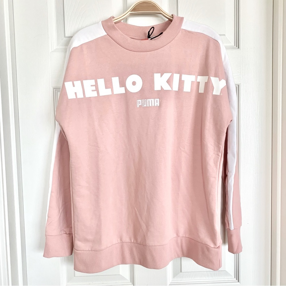 🎀 Hello Kitty x PUMA Pink White Text Graphic Sweatshirt - Picture 3 of 12